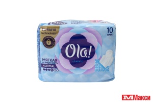 ПРОКЛАДКИ ГИГИЕНИЧЕСКИЕ "OLA" CLASSIC WINGS NORMAL SINGLES МЯГКАЯ ПОВЕРХНОСТЬ 10ШТ