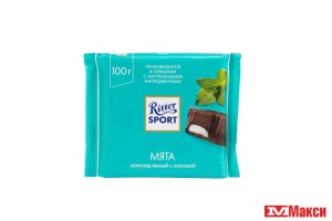 ШОКОЛАД "РИТТЕР СПОРТ" ТЕМНЫЙ С МЯТНОЙ НАЧИНКОЙ 100Г