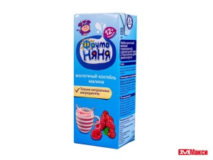 КОКТЕЙЛЬ МОЛОЧНЫЙ "ФРУТОНЯНЯ" 2,1% 200МЛ (ПРОГРЕСС) (БЗМЖ)(с малиной)