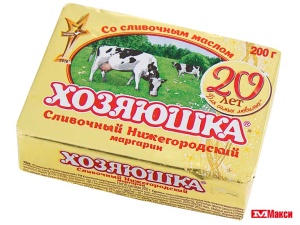 МАРГАРИН "ХОЗЯЮШКА" СЛИВОЧНЫЙ НИЖЕГОРОДСКИЙ 60% 200Г ФОЛЬГА (НМЖК)