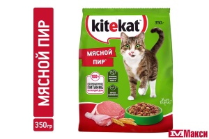 КОРМ ДЛЯ КОШЕК СУХОЙ "КИТИКЕТ" 350Г ПАКЕТ(мясной пир)