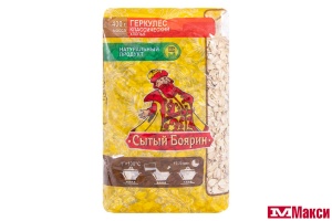 ХЛОПЬЯ ОВСЯНЫЕ "СЫТЫЙ БОЯРИН" ГЕРКУЛЕС 400Г