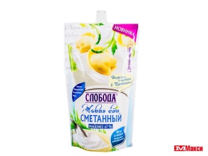МАЙОНЕЗ "СЛОБОДА" СМЕТАННЫЙ 67% 400МЛ ПАКЕТ