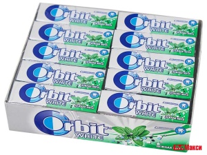ЖЕВАТЕЛЬНАЯ РЕЗИНКА "ORBIT" БЕЛОСНЕЖНЫЙ ПОДУШЕЧКИ 13,6Г (РИГЛИ)(нежная мята)