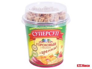 СУП Б/П (РУС.ПРОДУКТ) "СУПЕРСУП" С ГРЕНКАМИ ГОРОХОВЫЙ С БЕКОНОМ 45Г
