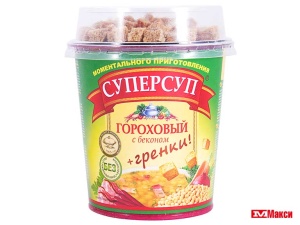 СУП Б/П (РУС.ПРОДУКТ) "СУПЕРСУП" С ГРЕНКАМИ ГОРОХОВЫЙ С БЕКОНОМ 45Г