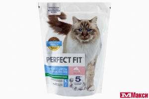 КОРМ ДЛЯ КОШЕК СУХОЙ "PERFECT FIT" 650Г ПАКЕТ(для красивой шерсти и здоровой кожи с лососем)