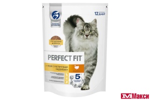 КОРМ ДЛЯ КОШЕК СУХОЙ "PERFECT FIT" 650Г ПАКЕТ(для чувствительных кошек с индейкой)
