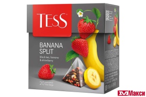 ЧАЙ "TESS" BANANA SPLIT ЧЕРНЫЙ С КЛУБНИКОЙ И АРОМАТОМ БАНАНА 20 ПАКЕТИКОВ-ПИРАМИДОК (ОРИМИ-ТРЭЙД)