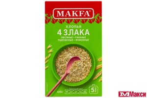 ХЛОПЬЯ "МАКФА" 4 ЗЛАКА 400Г
