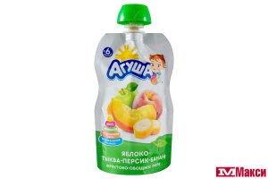 ПЮРЕ "АГУША" ФРУКТОВОЕ 90Г ПАКЕТ (ВИММ-БИЛЛЬ-ДАНН) (ДЕТСКОЕ ПИТАНИЕ)(яблоко-тыква-персик-банан)