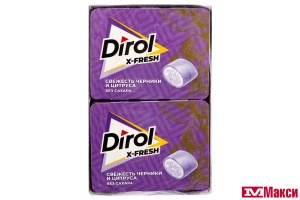 ЖЕВАТЕЛЬНАЯ РЕЗИНКА "DIROL" X-FRESH 16Г (МОН' ДЭЛИС РУСЬ)(черника и цитрусовые фрукты)