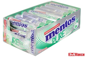 ЖЕВАТЕЛЬНАЯ РЕЗИНКА "MENTOS" РОЛЛ 15,5Г (VAN MELLE)(нежная мята)