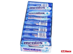 ЖЕВАТЕЛЬНАЯ РЕЗИНКА "MENTOS" РОЛЛ 15,5Г (VAN MELLE)(свежая мята)