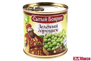 ГОРОШЕК ЗЕЛЕНЫЙ КОНСЕРВИРОВАННЫЙ "СЫТЫЙ БОЯРИН" 400Г Ж/Б