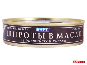ШПРОТЫ В МАСЛЕ "БАРС" 160Г Ж/Б С КЛЮЧОМ (ПРОДМОСТ)
