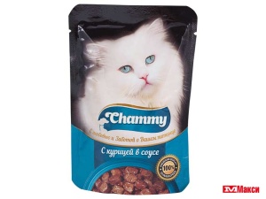 КОРМ ДЛЯ КОШЕК КОНСЕРВИРОВАННЫЙ "ЧАММИ" 85Г ПАУЧ(курица в соусе)
