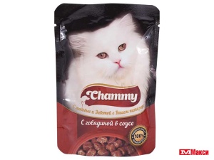 КОРМ ДЛЯ КОШЕК КОНСЕРВИРОВАННЫЙ "ЧАММИ" 85Г ПАУЧ(говядина в соусе)
