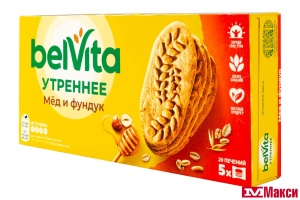 ПЕЧЕНЬЕ "BELVITA УТРЕННЕЕ" МЕД И ФУНДУК 225Г (МОН' ДЭЛИС РУСЬ)