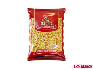 МАКАРОННЫЕ ИЗДЕЛИЯ "СЫТЫЙ БОЯРИН" РОЖКИ ГЛАДКИЕ 400Г