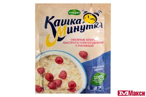 ХЛОПЬЯ ОВСЯНЫЕ БЫСТРОГО ПРИГОТОВЛЕНИЯ "КАШКА МИНУТКА" 37Г(с малиной)