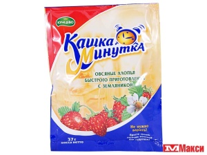 ХЛОПЬЯ ОВСЯНЫЕ БЫСТРОГО ПРИГОТОВЛЕНИЯ "КАШКА МИНУТКА" 37Г(с земляникой)