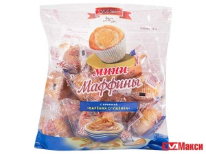 ИЗДЕЛИЕ СДОБНОЕ "МИНИ-МАФФИНЫ" В АССОРТИМЕНТЕ 465Г (РУССКИЙ БИСКВИТ)(вареная сгущенка)