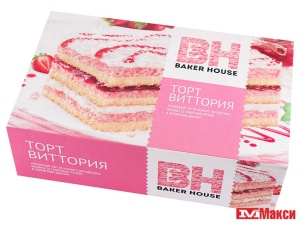 ТОРТ БИСКВИТНЫЙ "BAKER HOUSE" ВИТТОРИЯ КЛУБНИЧНЫЙ 350Г (РАМЕНСКИЙ КК)