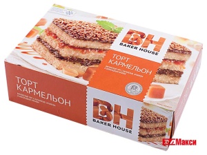 ТОРТ  "BAKER HOUSE" КАРМЕЛЬОН БИСКВИТНЫЙ 350Г (РАМЕНСКИЙ КК)