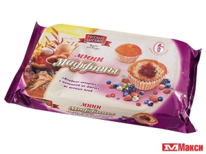 ИЗДЕЛИЕ СДОБНОЕ  "МИНИ-МАФФИНЫ" 200Г В АССОРТИМЕНТЕ (РУССКИЙ БИСКВИТ)(джем из лесных ягод)