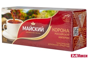 ЧАЙ "КОРОНА РОССИЙСКОЙ ИМПЕРИИ" ЦЕЙЛОНСКИЙ ЧЕРНЫЙ 25 ПАКЕТИКОВ (МАЙ)