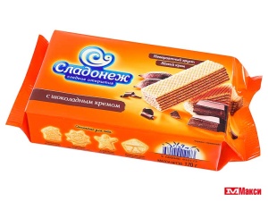 ВАФЛИ "СЛАДОНЕЖ" С ШОКОЛАДНЫМ КРЕМОМ 170Г