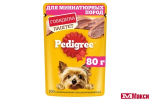 КОРМ Д/СОБАК "ПЕДИГРИ" ДЛЯ СОБАК МИНИ ПОРОД 80Г (паштет с говядиной)