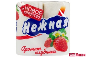 БУМАГА ТУАЛЕТНАЯ "НЕЖНАЯ" АРОМА 4ШТ(клубника)