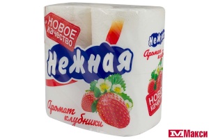 БУМАГА ТУАЛЕТНАЯ "НЕЖНАЯ" АРОМА 4ШТ(клубника)