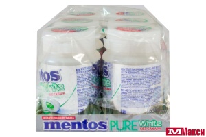 Ж/РЕЗИНКА "MENTOS" ПЬЮР ВАЙТ 54Г (VAN MELLE)(нежная мята)