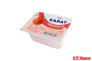 ПРОДУКТ ТВОРОЖНЫЙ "ТВОРОЖОК" ФРУКТОВЫЙ 9% 100Г (КАРАТ) (БЗМЖ)(клубника)