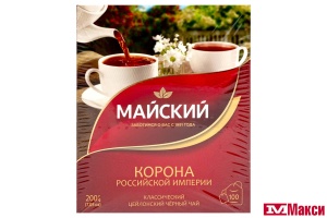 ЧАЙ "КОРОНА РОССИЙСКОЙ ИМПЕРИИ" ЦЕЙЛОНСКИЙ ЧЕРНЫЙ 100 ПАКЕТИКОВ С ЯРЛЫЧКАМИ (МАЙ)