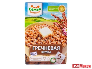 КРУПА ГРЕЧНЕВАЯ ЯДРИЦА "СЕМЬЯ ДОВОЛЬНА" 5 ШТУК ПО 80Г ВАРОЧНЫЕ ПАКЕТЫ