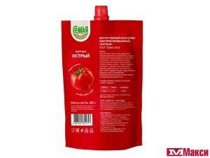 КЕТЧУП "СЕМЬЯ ДОВОЛЬНА" ОСТРЫЙ 350Г ПАКЕТ 