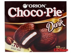 ПЕЧЕНЬЕ-СЭНДВИЧ СДОБНОЕ С ГЛАЗУРЬЮ "ЧОКОПАЙ" ДАРК 12 ШТУК ПО 30Г (ОРИОН)