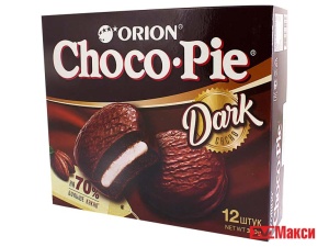 ПЕЧЕНЬЕ-СЭНДВИЧ СДОБНОЕ С ГЛАЗУРЬЮ "ЧОКОПАЙ" ДАРК 12 ШТУК ПО 30Г (ОРИОН)