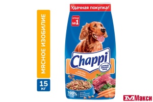 КОРМ ДЛЯ СОБАК СУХОЙ "ЧАППИ" В АССОРТИМЕНТЕ 15КГ ПАКЕТ(мясное изобилие)