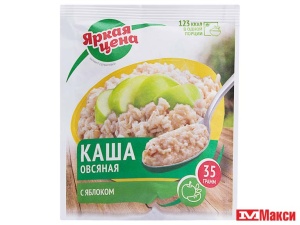 КАША ОВСЯНАЯ БЫСТРОГО ПРИГОТОВЛЕНИЯ "ЯРКАЯ ЦЕНА" С ЯБЛОКОМ 35Г
