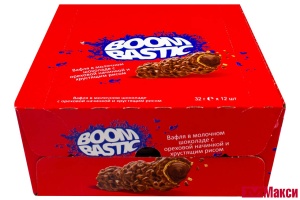 БАТОНЧИК ВАФЕЛЬНЫЙ "BOOMBASTIC" В МОЛОЧНОМ ШОКОЛАДЕ С ОРЕХОВЫМ КРЕМОМ И ХРУСТЯЩИМ РИСОМ 32Г (SOLEN)