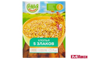 ХЛОПЬЯ "СЕМЬЯ ДОВОЛЬНА" 5 ЗЛАКОВ БЫСТРОГО ПРИГОТОВЛЕНИЯ 400Г