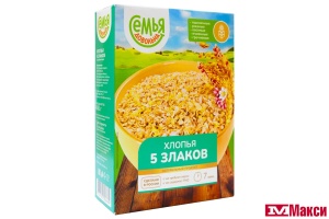 ХЛОПЬЯ "СЕМЬЯ ДОВОЛЬНА" 5 ЗЛАКОВ БЫСТРОГО ПРИГОТОВЛЕНИЯ 400Г