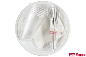 НАБОР ПОСУДЫ ОДНОРАЗОВОЙ "ЯРКАЯ ЦЕНА" 6 ПЕРСОН БЕЛЫЙ