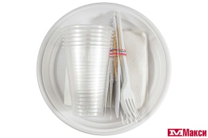 НАБОР ПОСУДЫ ОДНОРАЗОВОЙ "ЯРКАЯ ЦЕНА" 6 ПЕРСОН БЕЛЫЙ