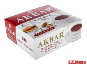 ЧАЙ ЧЕРНЫЙ "АКБАР" LIMITED EDITION 100 ПАКЕТИКОВ С ЯРЛЫЧКАМИ (КРАСНО-БЕЛАЯ ПАЧКА) (AKBAR)